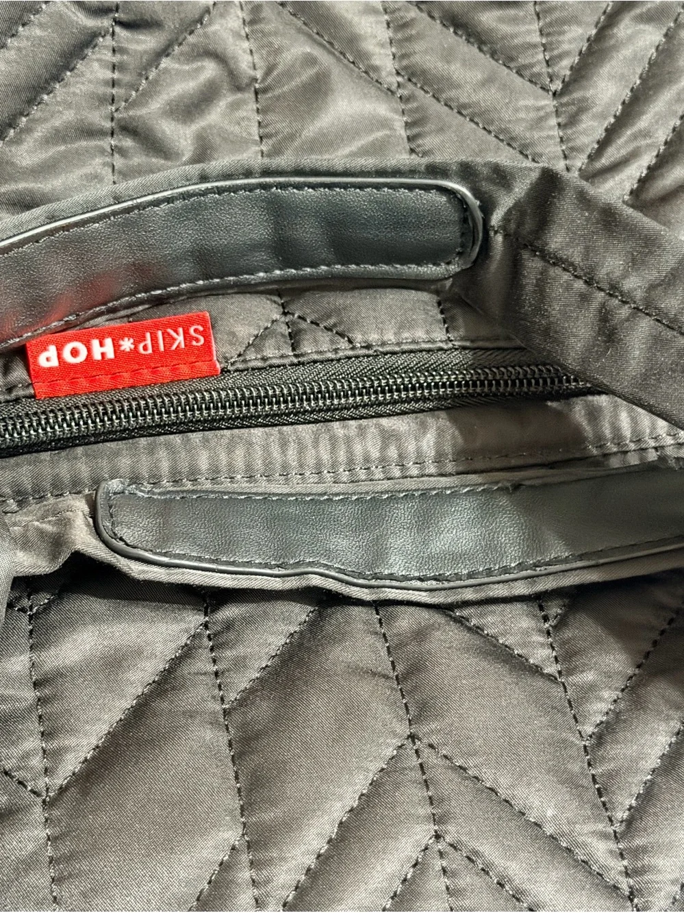 Skip Hop Forma Black Quilted Diaper Bag Tote Travel Carryall Teal Interior